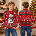 Kids Snowman Ugly Christmas Sweater, Youth Holiday Pullover, Christmas Gift