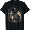 Funny Cat Moon Vintage Retro Halloween T-Shirt