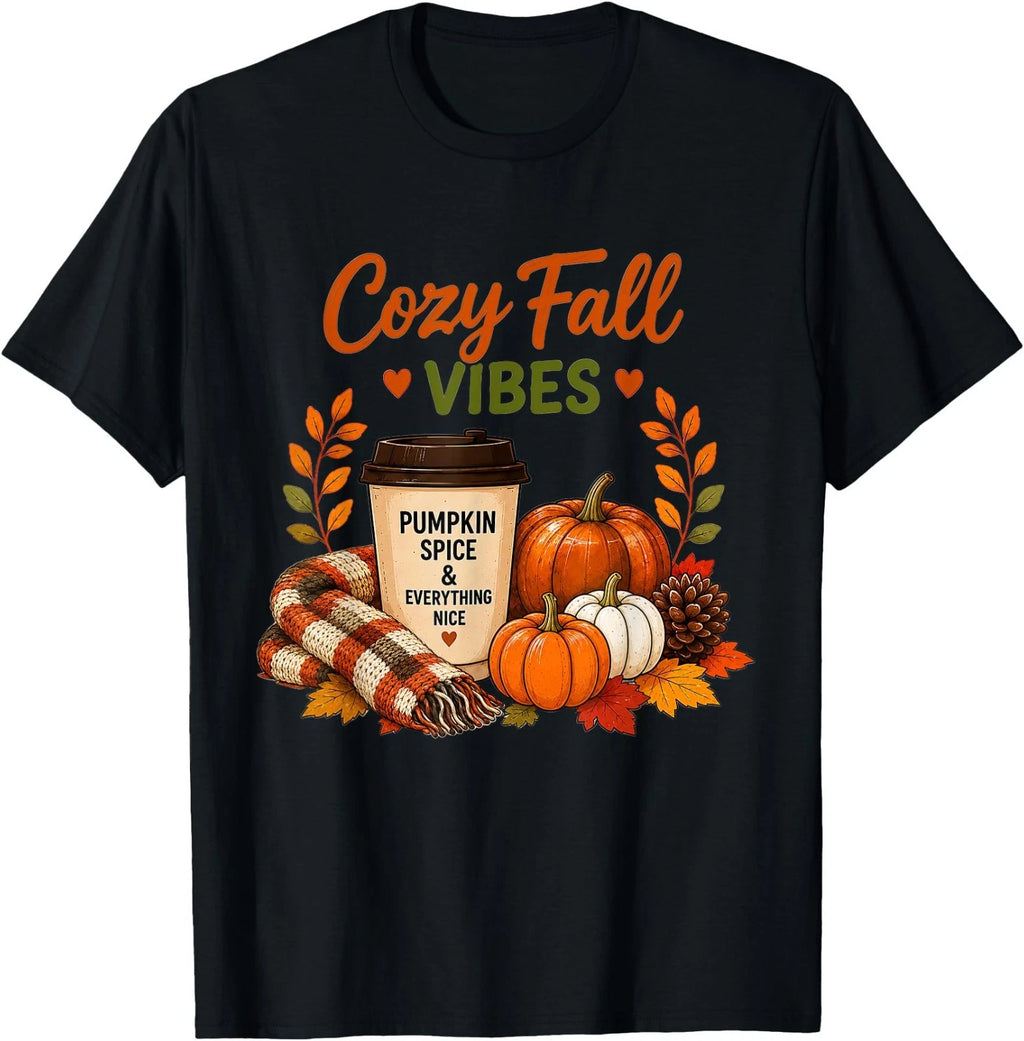 Cozy Fall Vibes Pumpkin Spice Autumn Coffee Lover T-Shirt