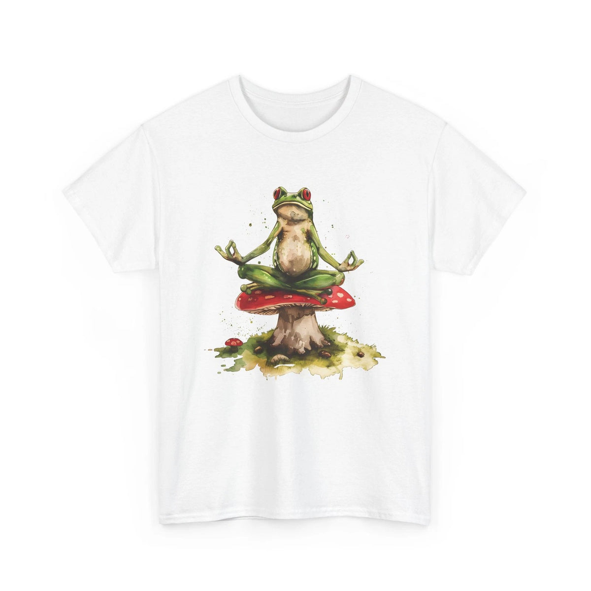 Yoga Frog Shirt Meditation Mushroom Zen Cottagecore Peace Watercolor Graphic Tee