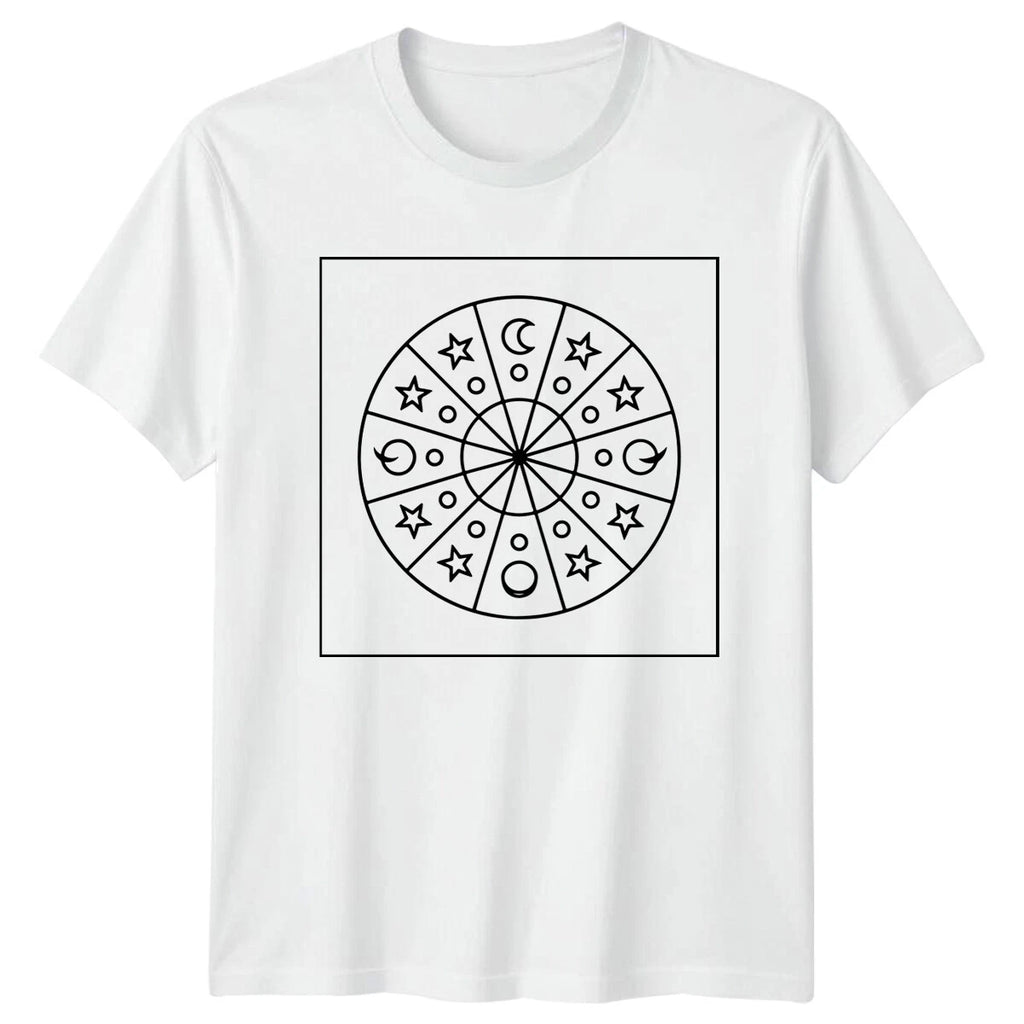 Celestial Moon Stars Circle Graphic Mens T-Shirt Ladies Tee Unisex Top