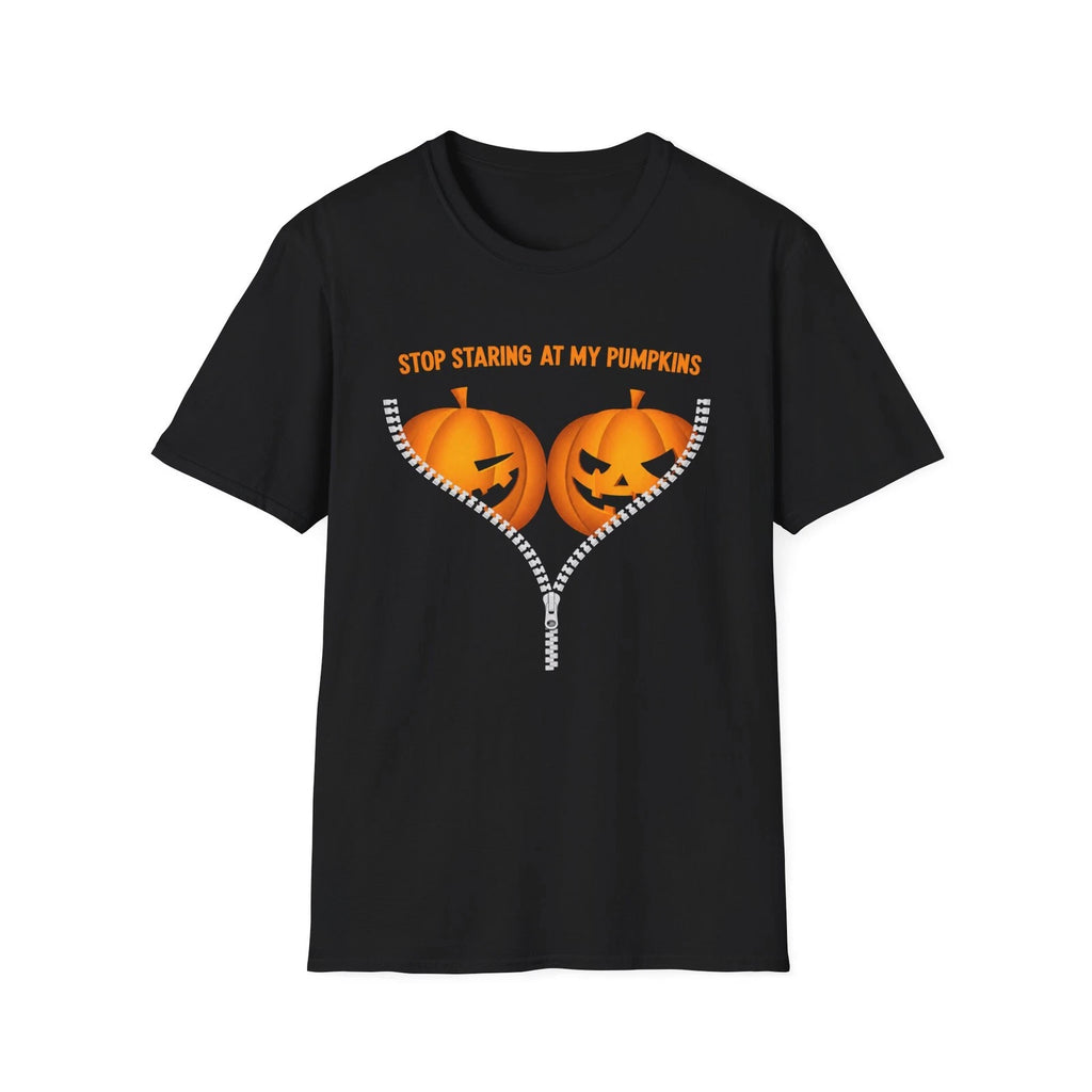 Halloween Tshirt, Stop Staring at My Pumpkins T-shirt, Regular Fit Unisex Shirt.