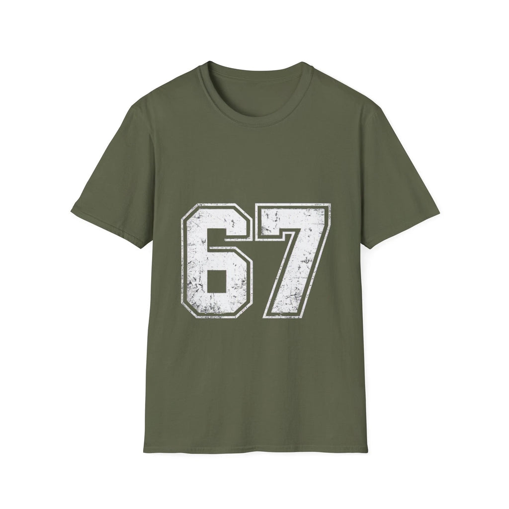 Distressed 67 Number T-Shirt | Vintage Sports Jersey Tee