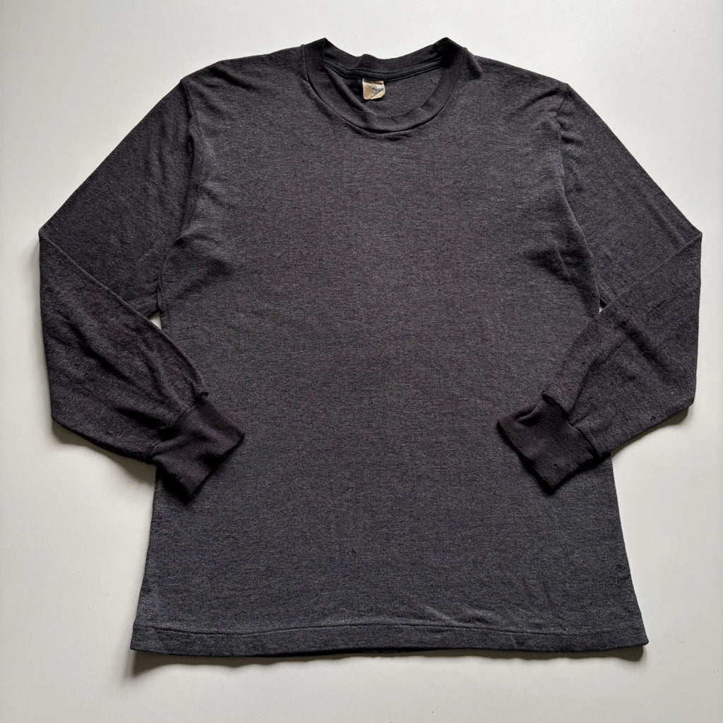 Vintage Sun Faded Black Blank Long Sleeve Shirt Men's Large 90s Distressed Rare