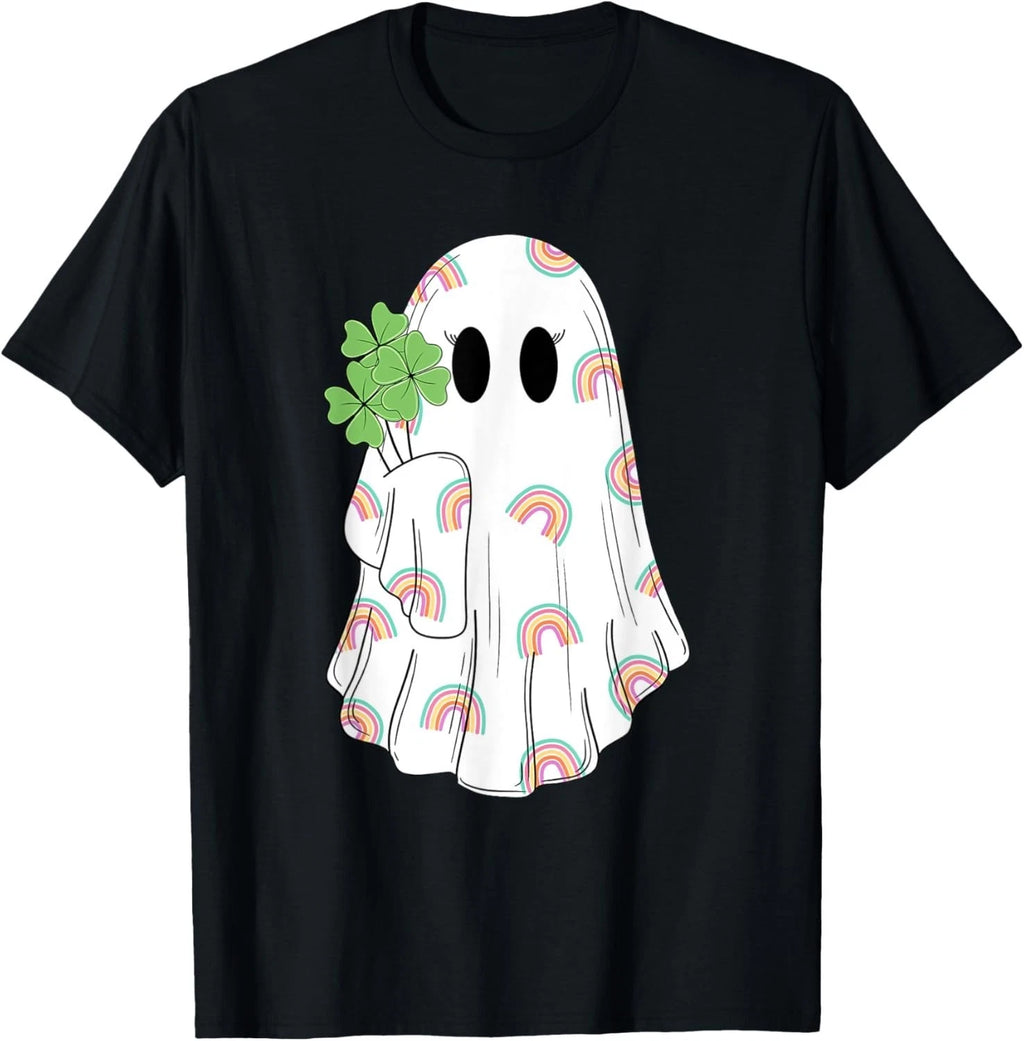 Rainbow Boo Shamrock Ghost St Patrick_s Day Spooky Season T-Shirt