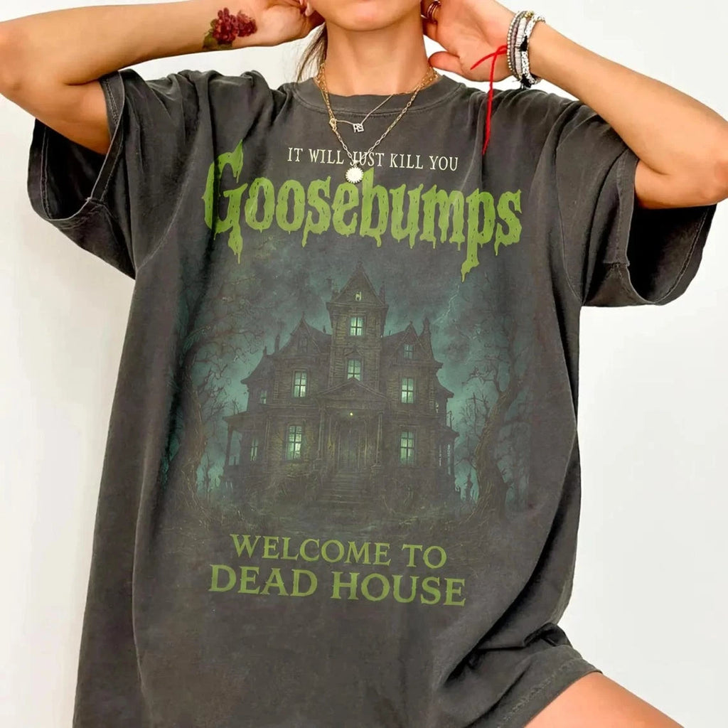Vintage Goosebumps Haunted House Horror Halloween Shirt