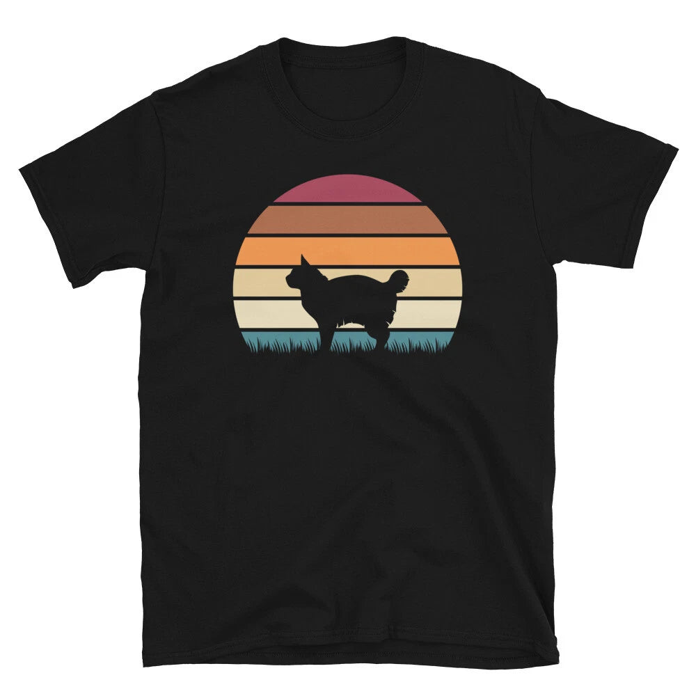 Retro Sunset Kitten Feline Pet Manx Cat Short-Sleeve Unisex T-Shirt