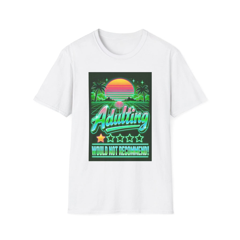 Adulting Would Not Recommend T-Shirt | Retro Sunset, Palm Trees