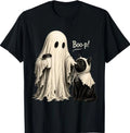 Vintage Ghost Boo-p! to a Black cat Coffee Halloween Girls T-Shirt