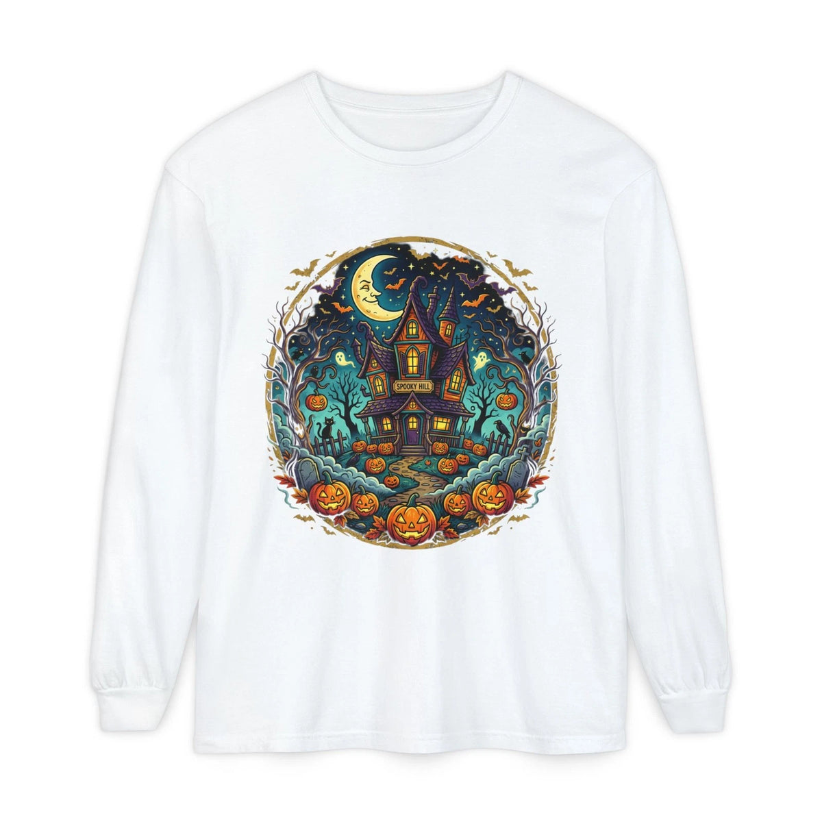 Haunted House Halloween Long Sleeve Tee
