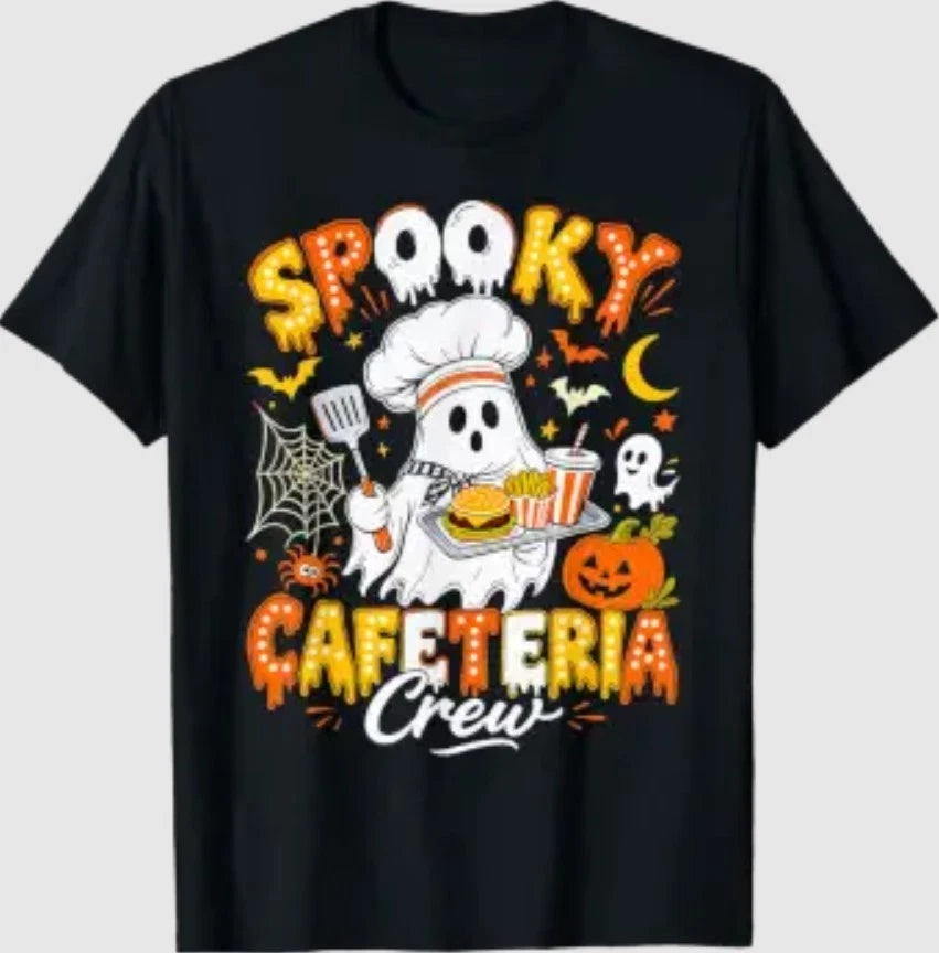 Spooky Cafeteria Crew Halloween Ghost Lunch Lady School Fall T-Shirt