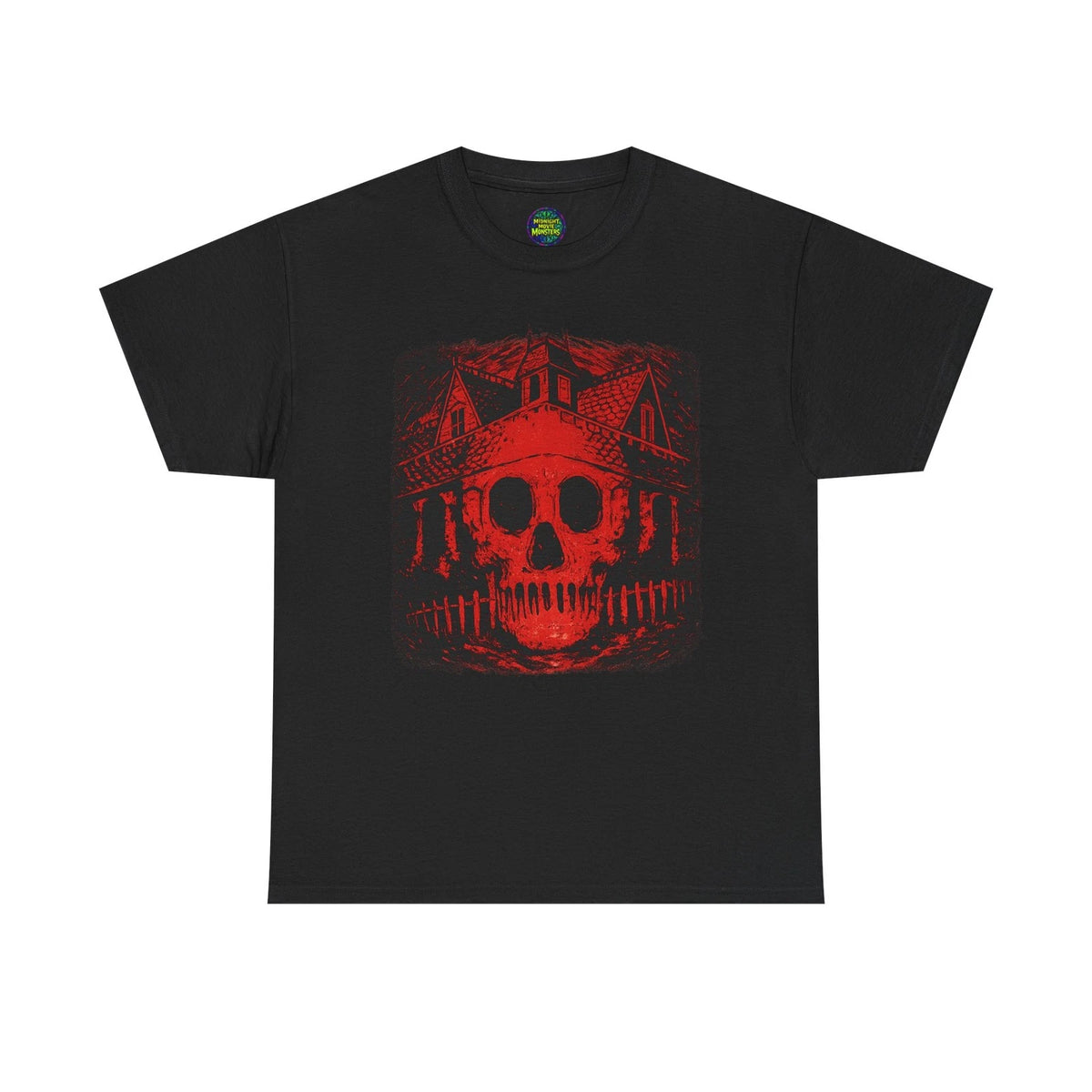 Haunted House Skull T-Shirt Tee Unisex Heavy Cotton Horror Ghost Victorian