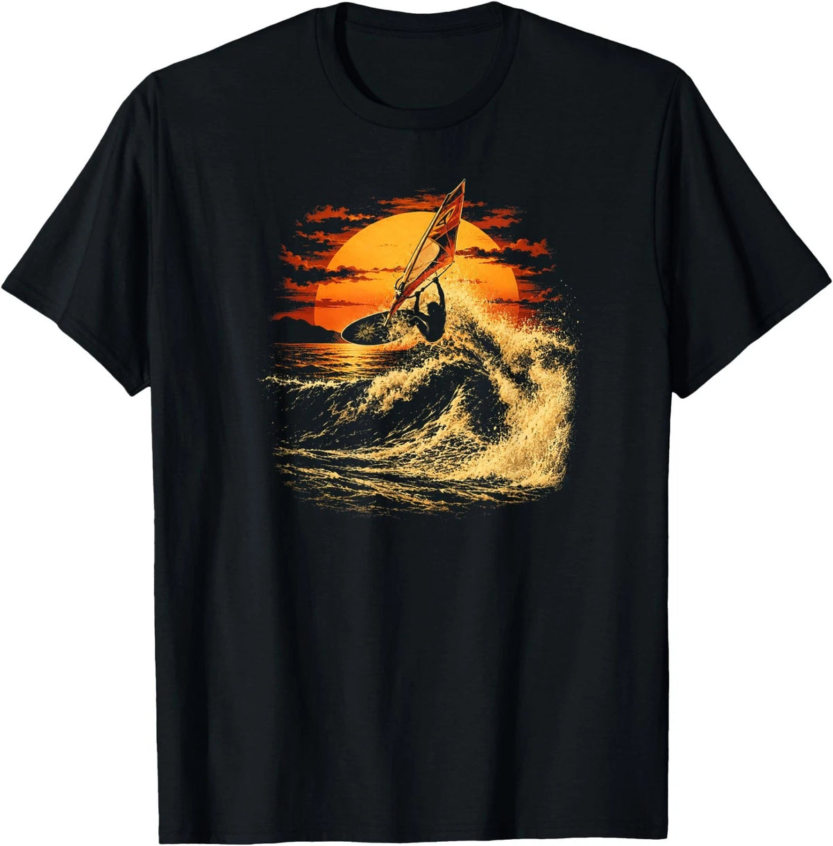 Windsurf Wave Riding at an Ocean Sunset | Retro Sportswear T-Shirt