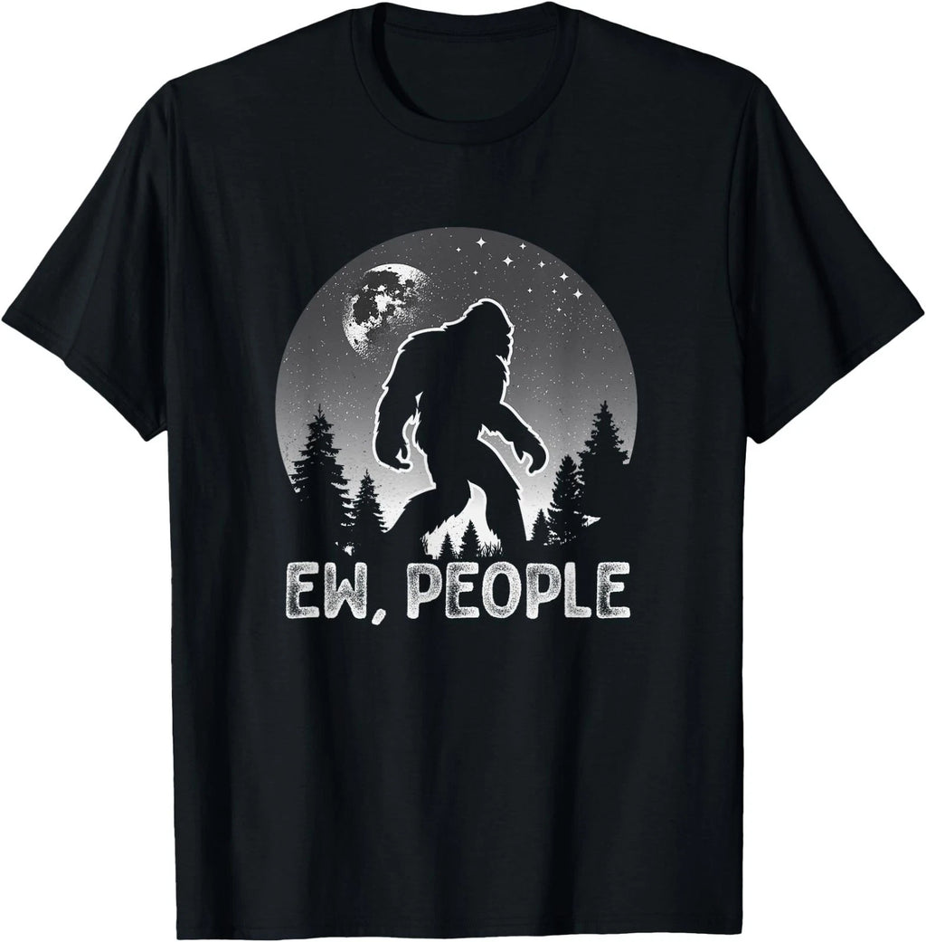 Bigfoot Ew People Funny Sasquatch Full Moon Introvert T-Shirt