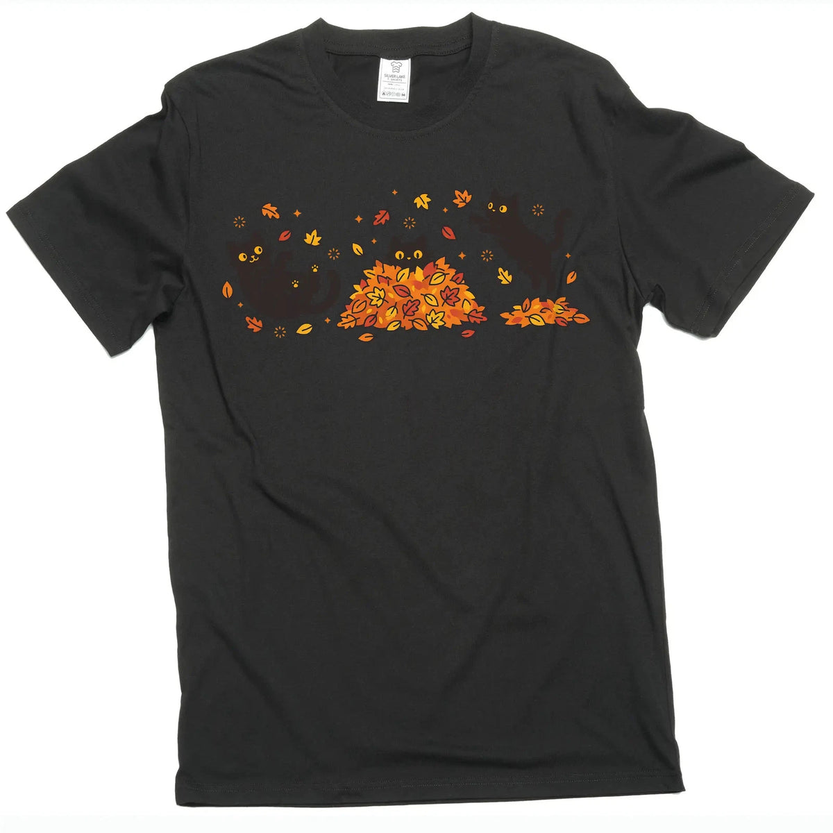 Black Cat Fall Shirt, Cute Autumn Cats Leaves Tee, Funny Cat Lover Halloween