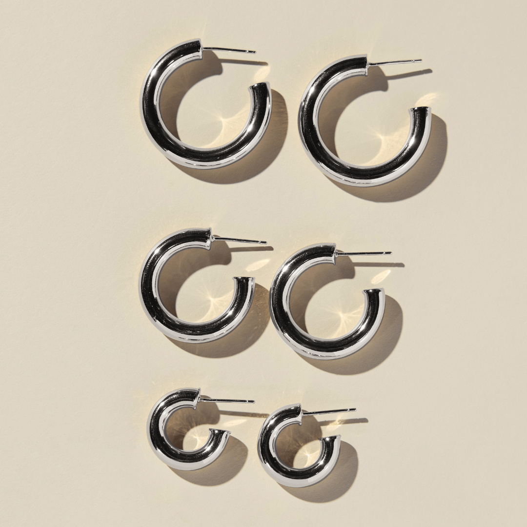 Silver Hollow Statement Hoops