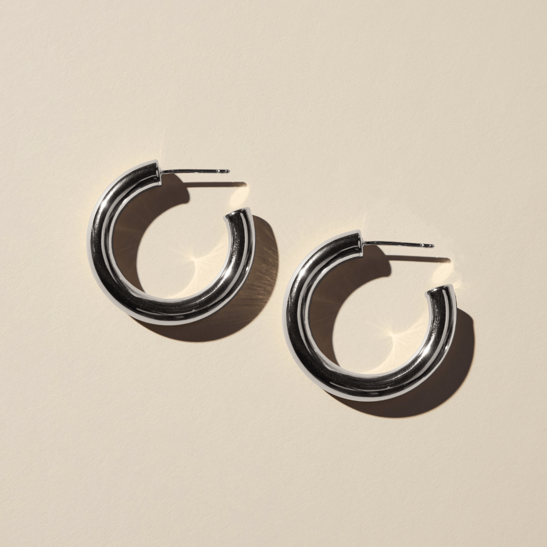 Silver Hollow Statement Hoops