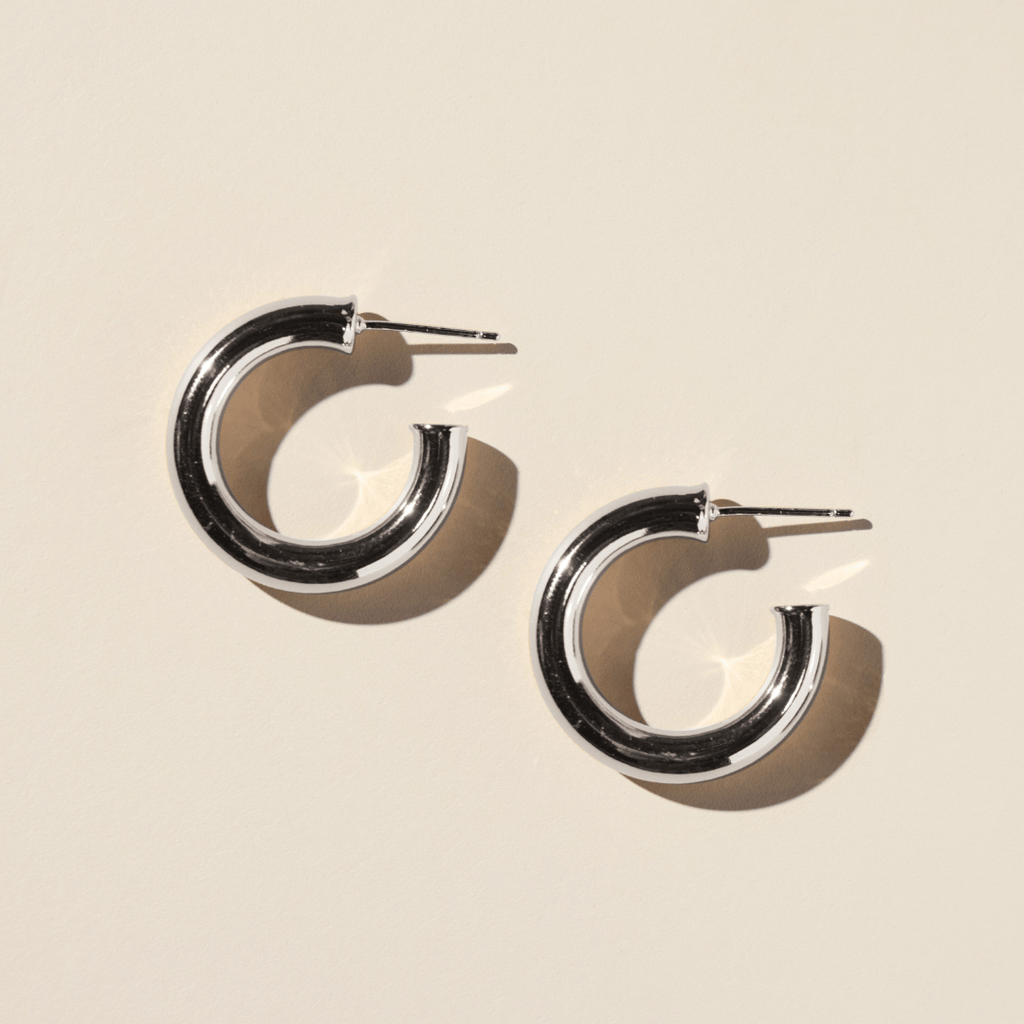 Silver Hollow Statement Hoops