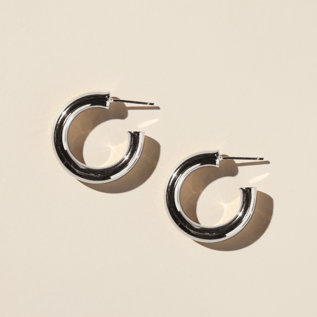 Silver Hollow Statement Hoops
