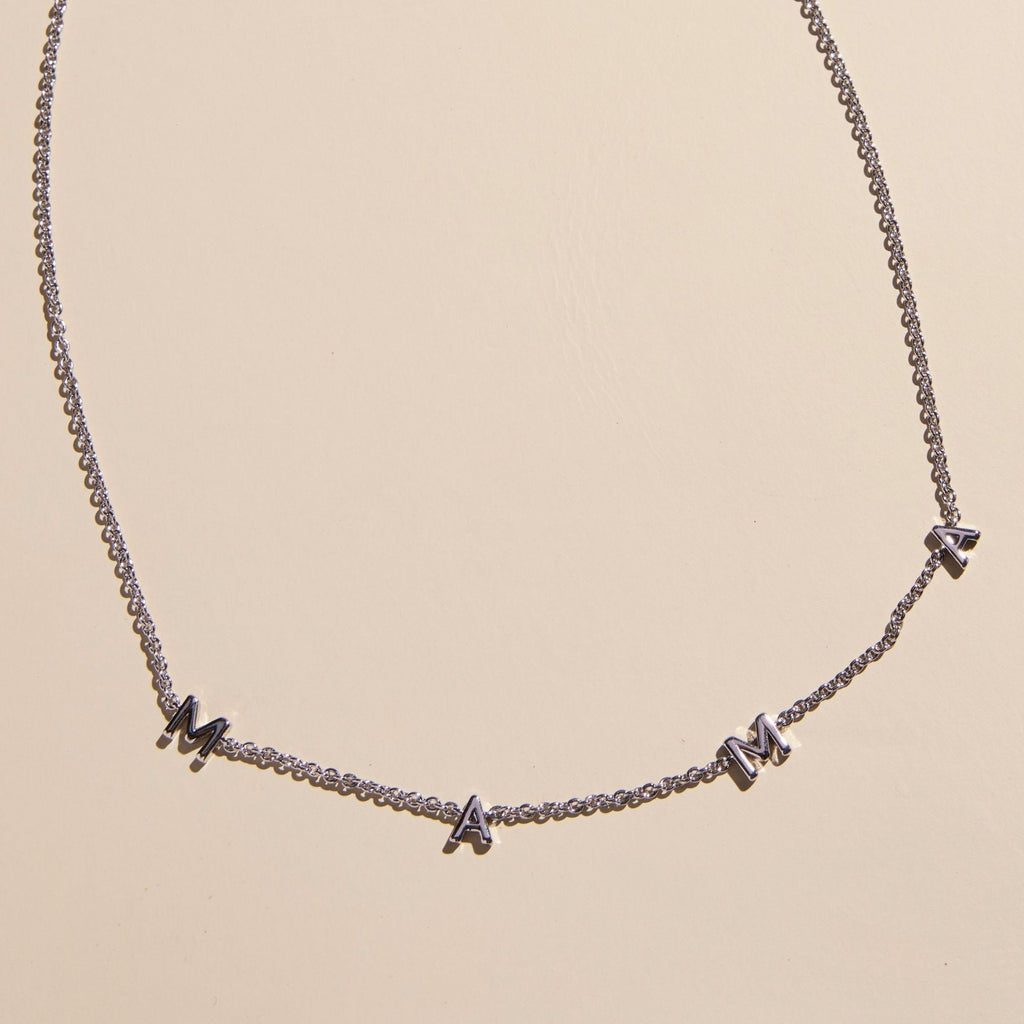 Silver MAMA Initial Necklace