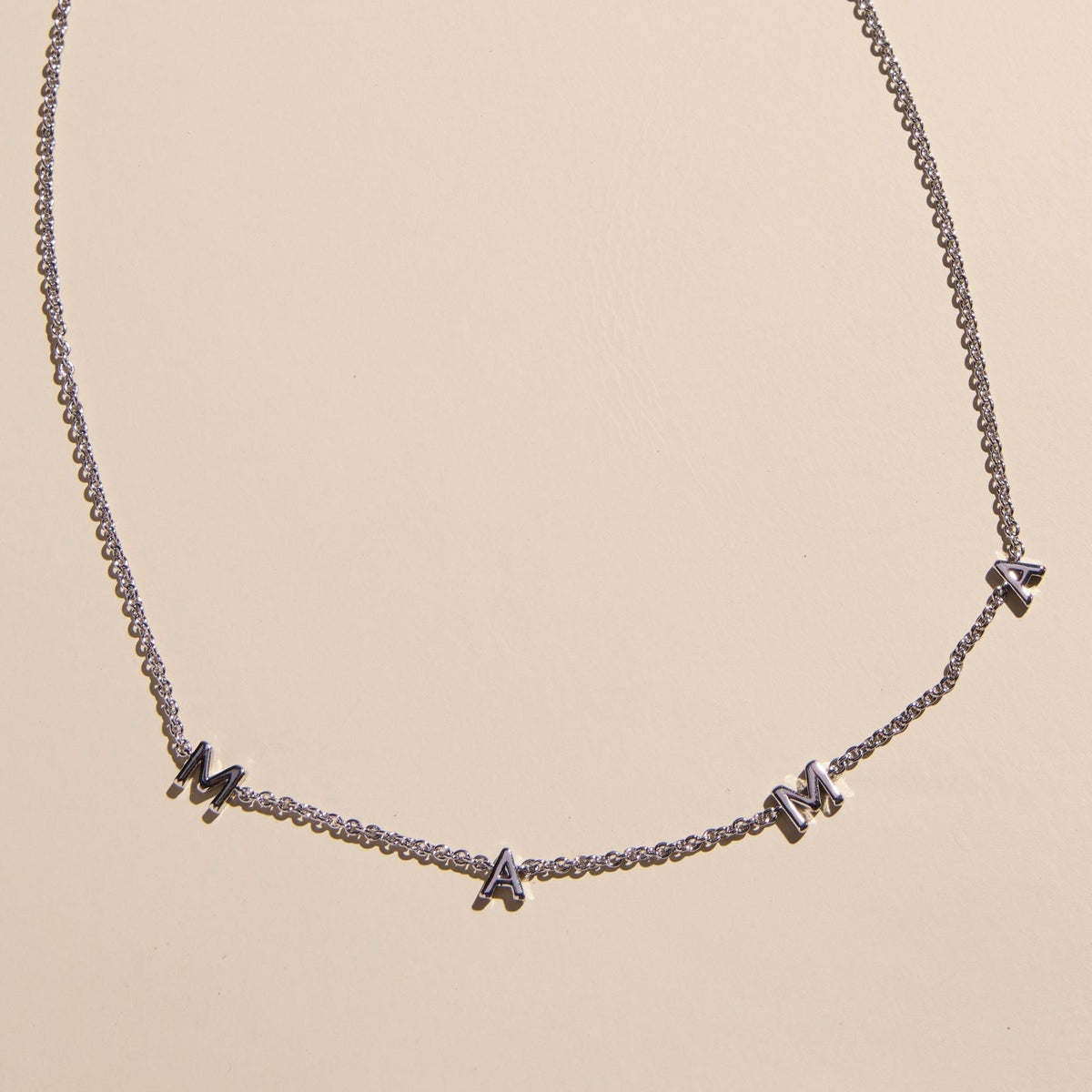 Silver MAMA Initial Necklace