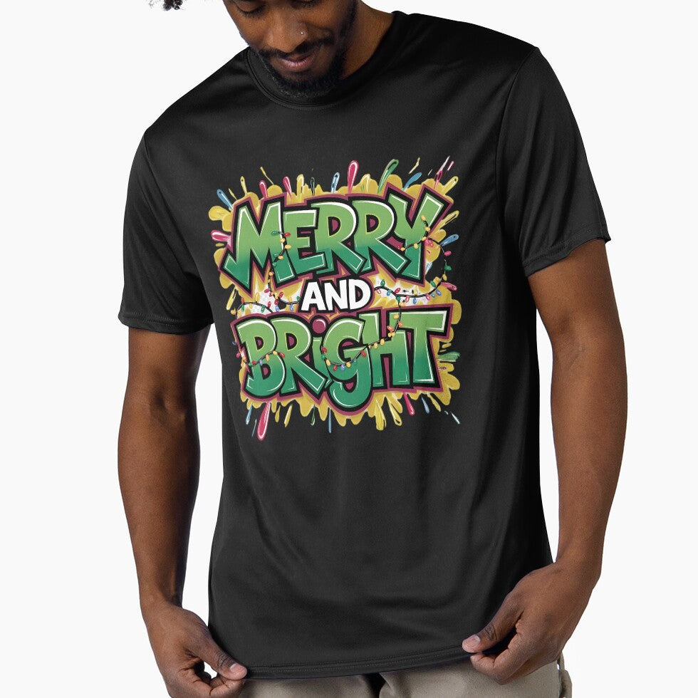 Merry and Bright Xmas Lights Funny Christmas Holiday by KRTstudio
