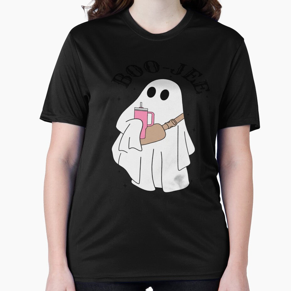 Cute Ghost with Drink | Spooky Season Aesthetic Art by scanusha1979