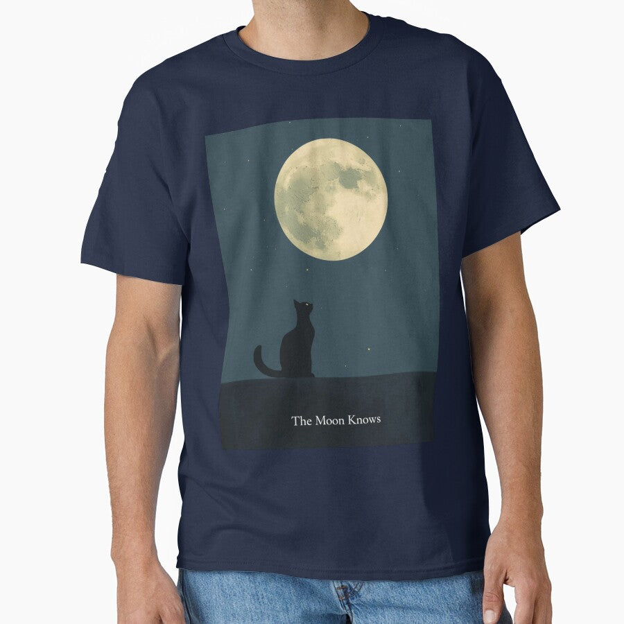 The Moon Knows – Black Cat Under Full Moon | Mystical Night Sky Cat Art by CreationbyNiki