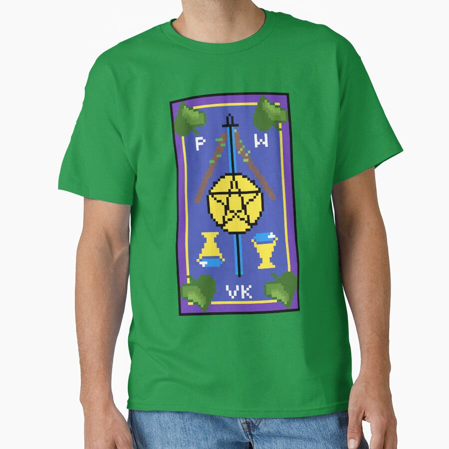 Wait, is this pixel art tarot? Green - Back Card (Design for T-shirt, stickers and other accessories) by Pixel Waite