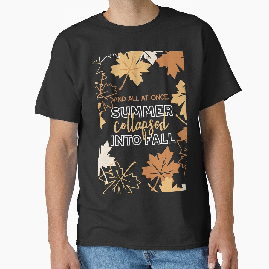Golden Brown Autumn Maple Leaves Quotes & Pattern Dark Ver II by FlinArt