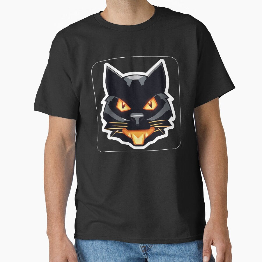 Pixelated Black Cat: Blocky Sticker Print by cabana.space