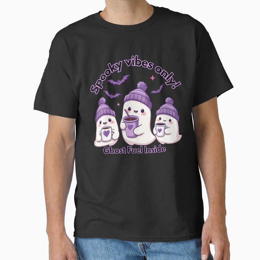 Spooky Vibes Only - Ghost Fuel Inside Tee by PriyaMagic