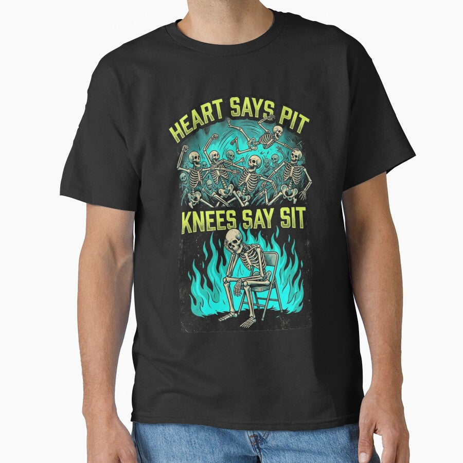 Heart Says Pit Knees Say Sit Skeleton Funny by sinkedink