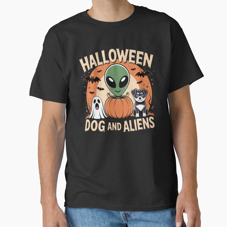 Halloween Alien with Dog and Pumpkin Design by ALL ART