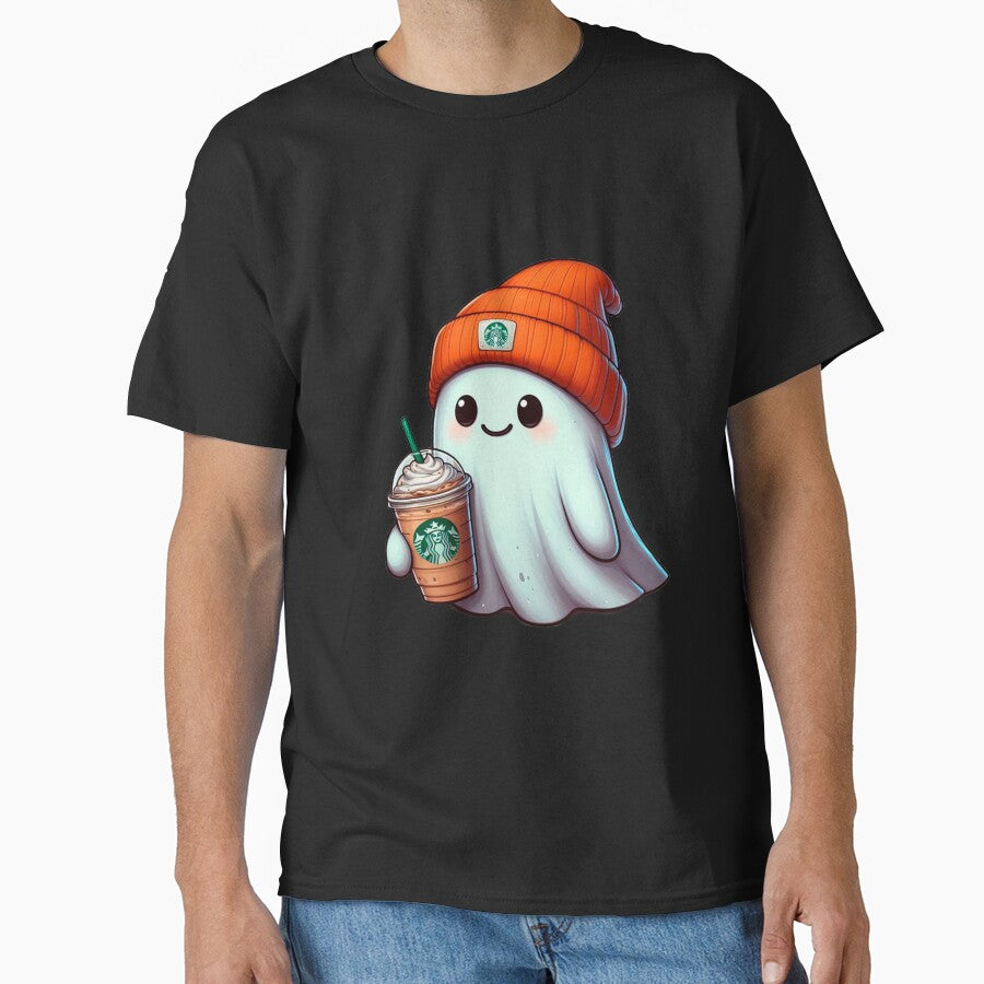 Halloween cute sheet ghost, coffee by Halloween  Time