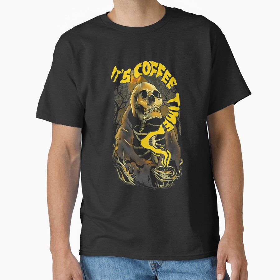 It's Coffee Time Halloween Skeleton Drinking Coffee by tolivia