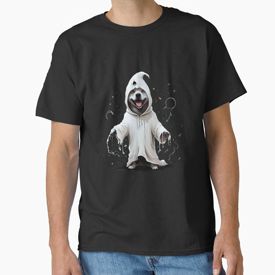 Happy Dog in a Ghost Costume for Halloween! by karolinahinc