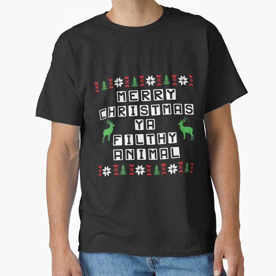 Merry Christmas ya filthy animal Christmas T Shirt by URBANBOX