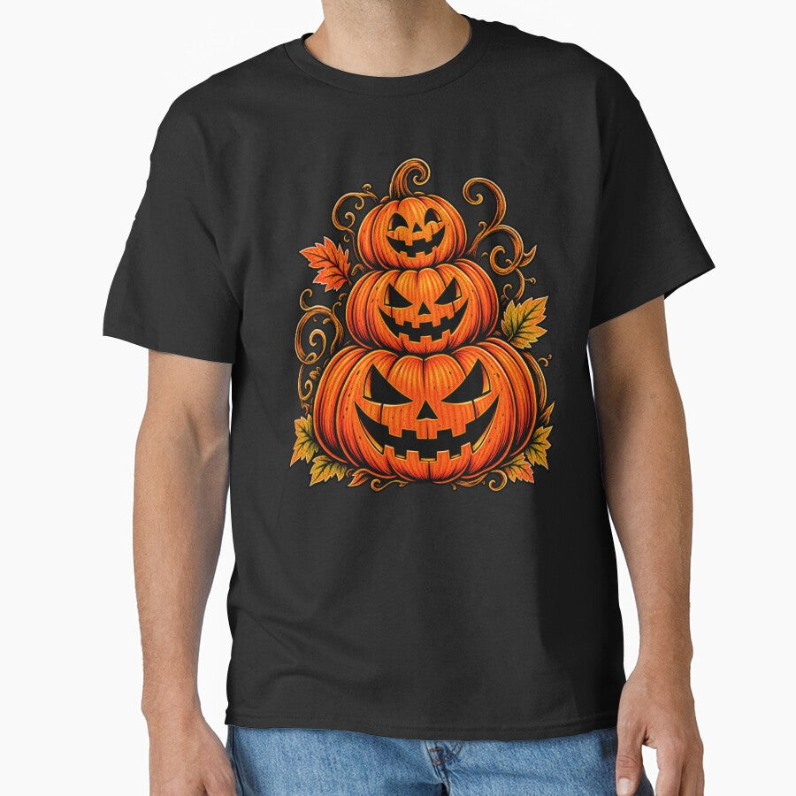 Vintage Stacked Pumpkins Halloween Design by StyleBloomes