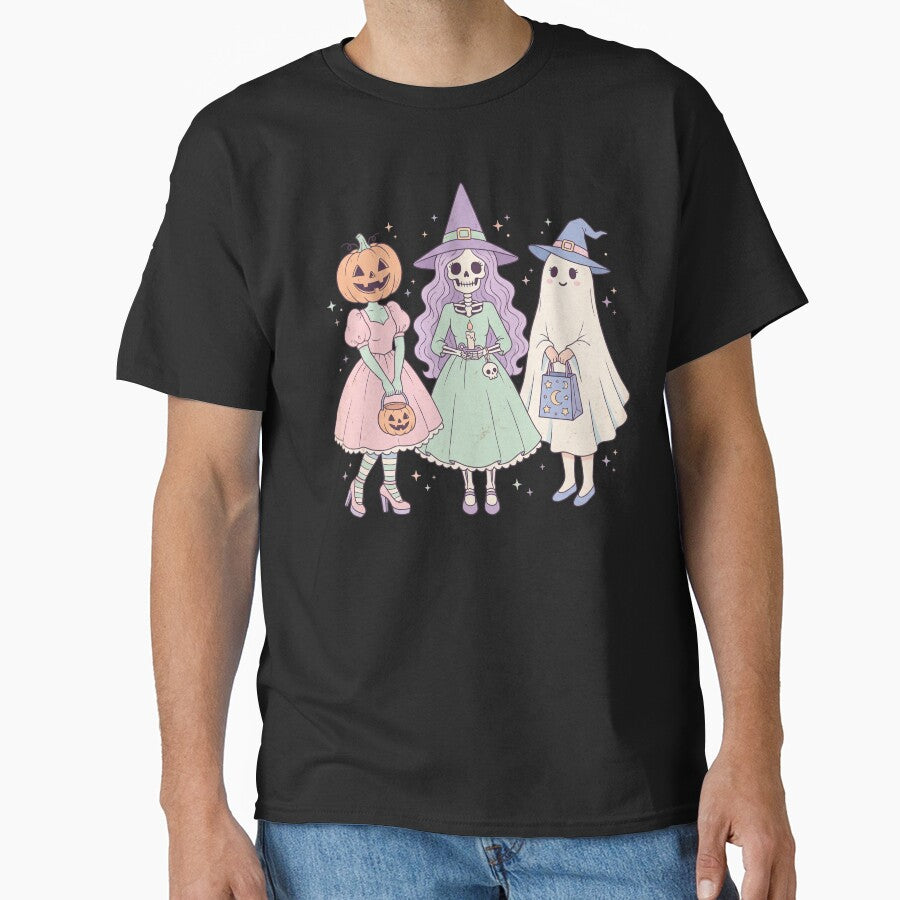 Cute Pastel Goth Halloween Girls Retro Pumpkin Skeleton Ghost Spooky Kawaii Art by ArcaneArtistry