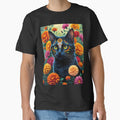 Día de los Gatos - Sugar Skull Cat Amidst Marigolds by DarylWelsh2024
