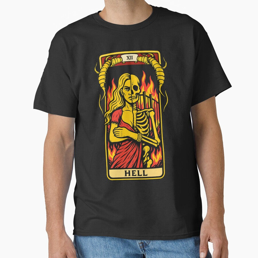Half goddess, half skeleton—Perfect for goths, mystics, and fire-starters Classic T-Shirt by inkfluenceart