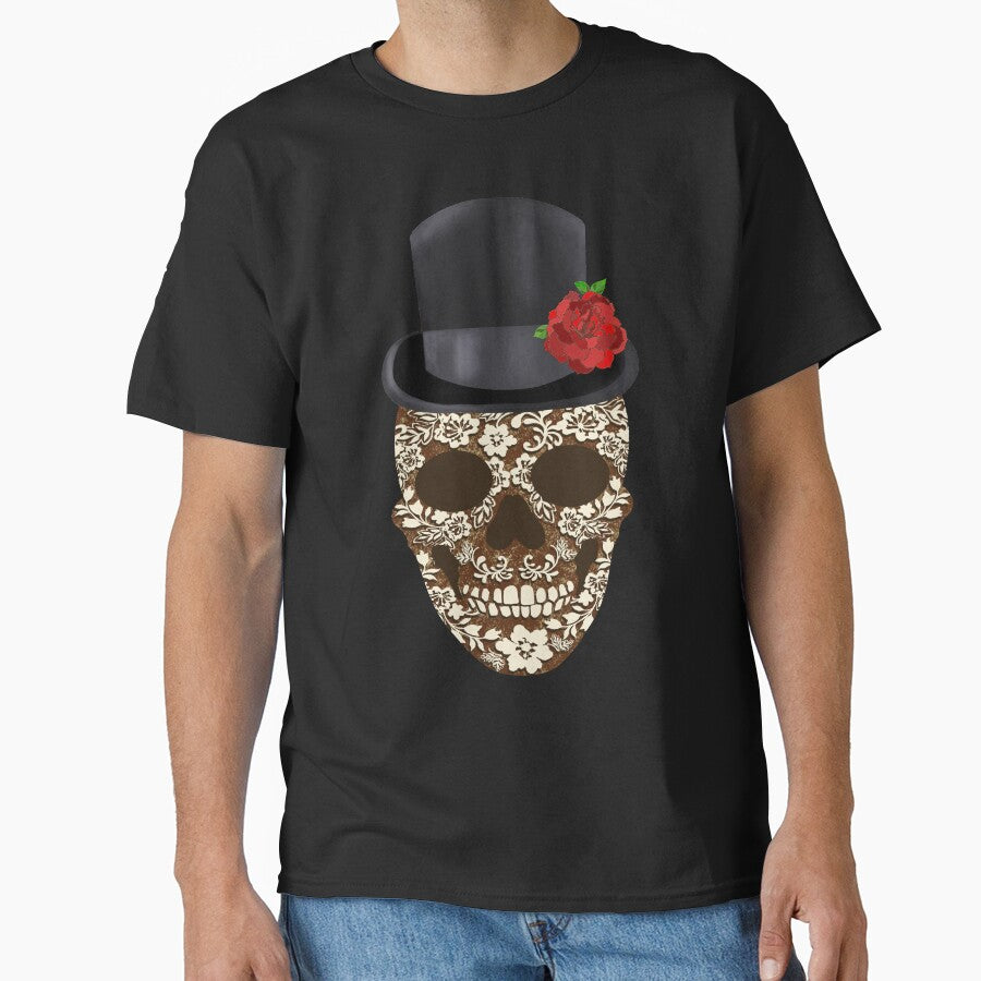 Vintage Ivory Flowers Sugar Skull Top Hat with Rose by MFGB-Creations