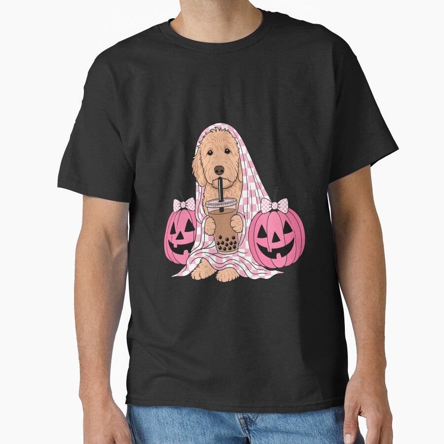 Cute Goldendoodle Ghost Dog Pink Halloween by KroghDs
