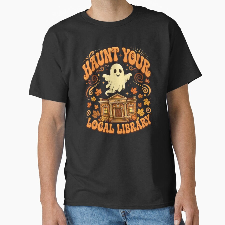 Haunt Your Local Library Cute Ghost Halloween Book Lover by Moad Fahim