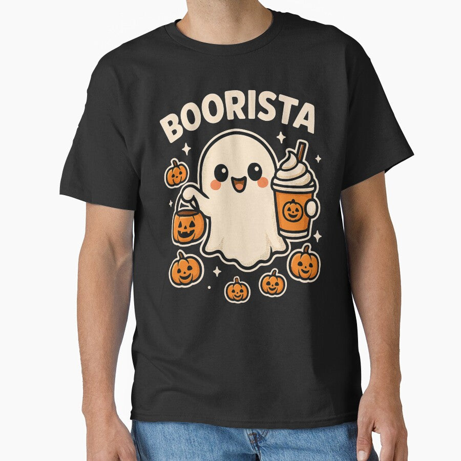 Boorista – Cute Ghost Barista Halloween Coffee Pun Design by Victor Shadehorn