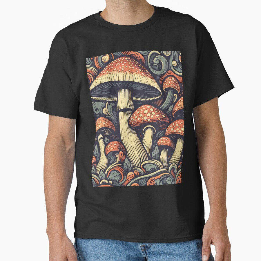 Vintage mushrooms fungus art pattern by TomFrontierArt