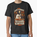 Ghost Needing Coffee With Black Cat Halloween by STOREMAAR
