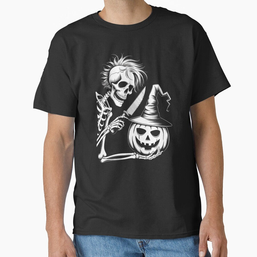 Skeleton Cooking Pumpkin Funny Gifts For Chefs by MikeKart