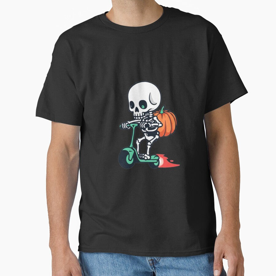 Pumpkin Rider Skeleton – Cute Minimalist Halloween Premium Design by ColorSplash123